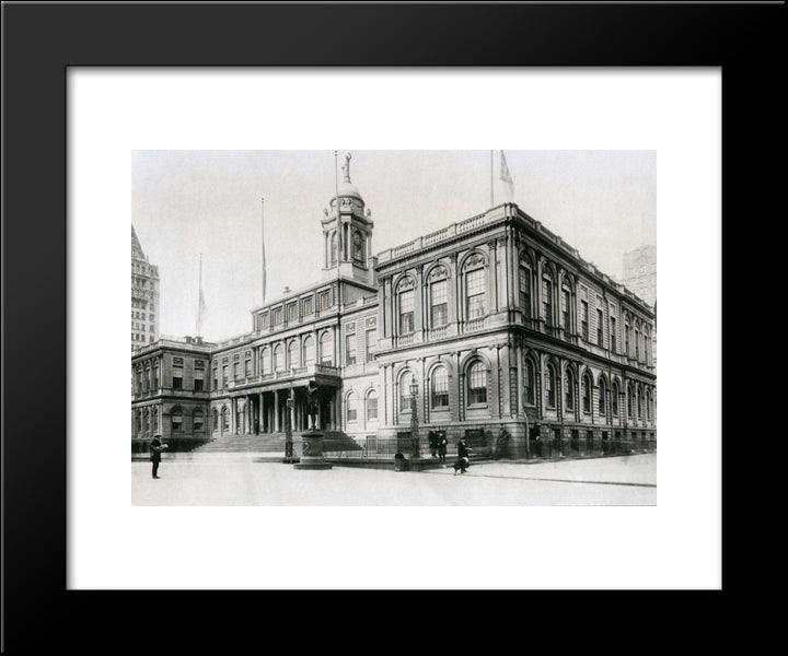 New York City Hall - 1919 20x24 Black Modern Wood Framed Art Print Poster