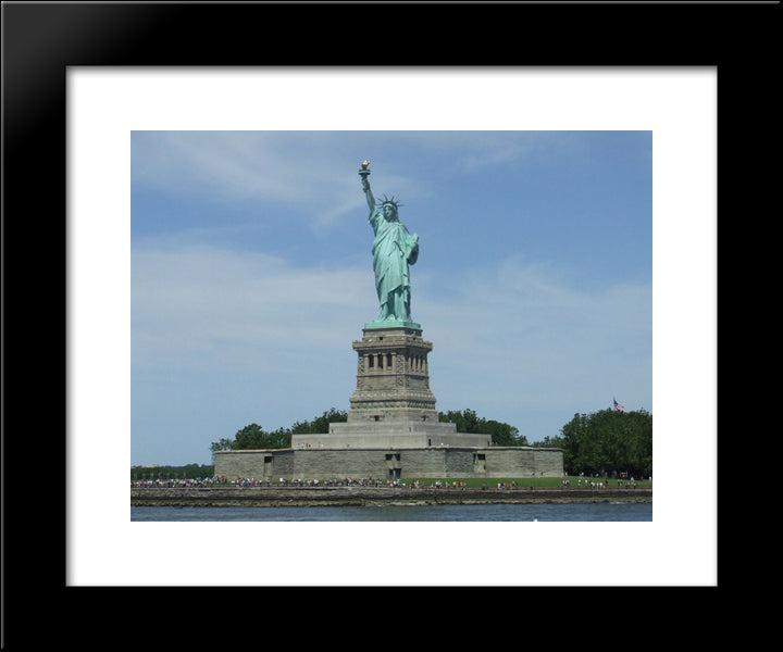 New York City Statue Of Liberty 20x24 Black Modern Wood Framed Art Print Poster