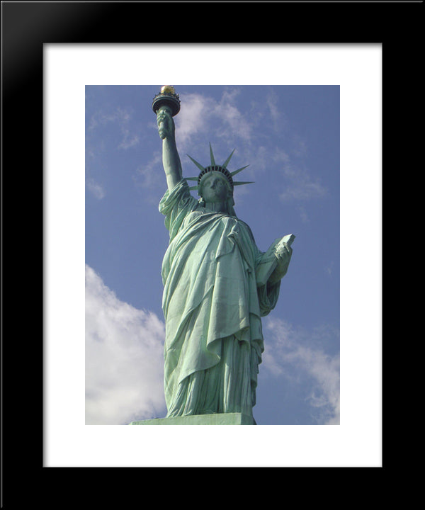 New York City Statue Of Liberty 20x24 Black Modern Wood Framed Art Print Poster