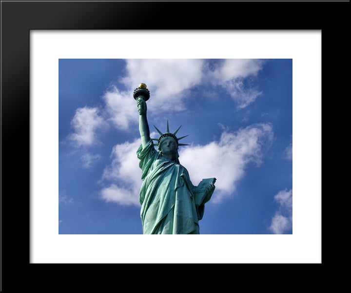 New York City Statue Of Liberty 20x24 Black Modern Wood Framed Art Print Poster