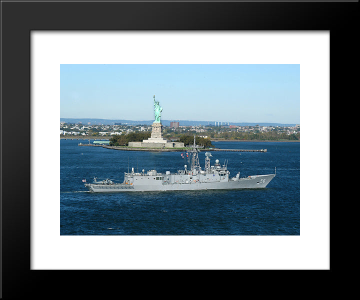 New York City Statue Of Liberty 20x24 Black Modern Wood Framed Art Print Poster