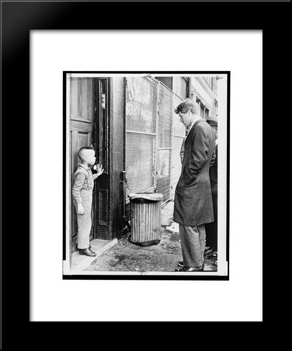 Robert Kennedy In New York City - 1966 20x24 Black Modern Wood Framed Art Print Poster
