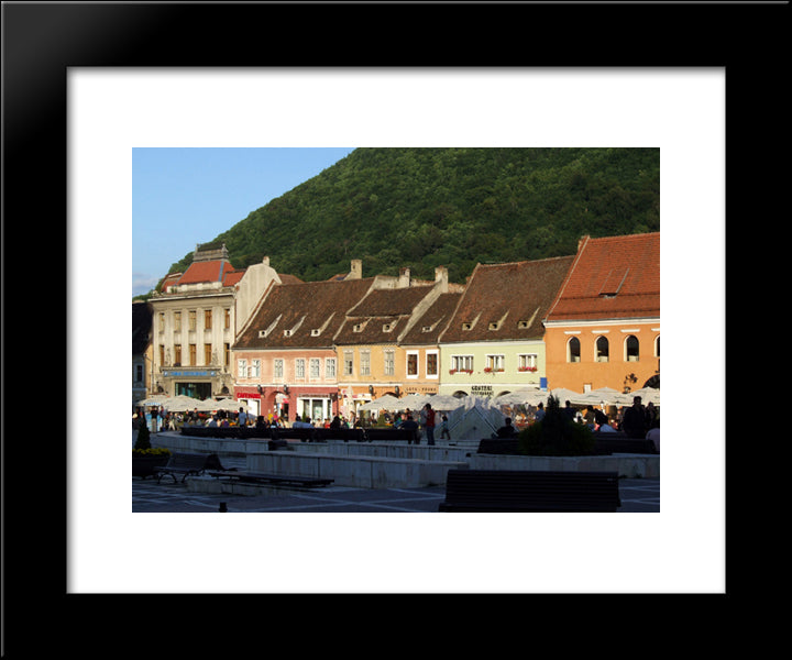Romania Council Square 20x24 Black Modern Wood Framed Art Print Poster
