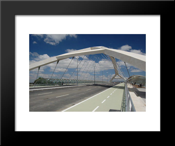 Zaragoza Bridge 20x24 Black Modern Wood Framed Art Print Poster