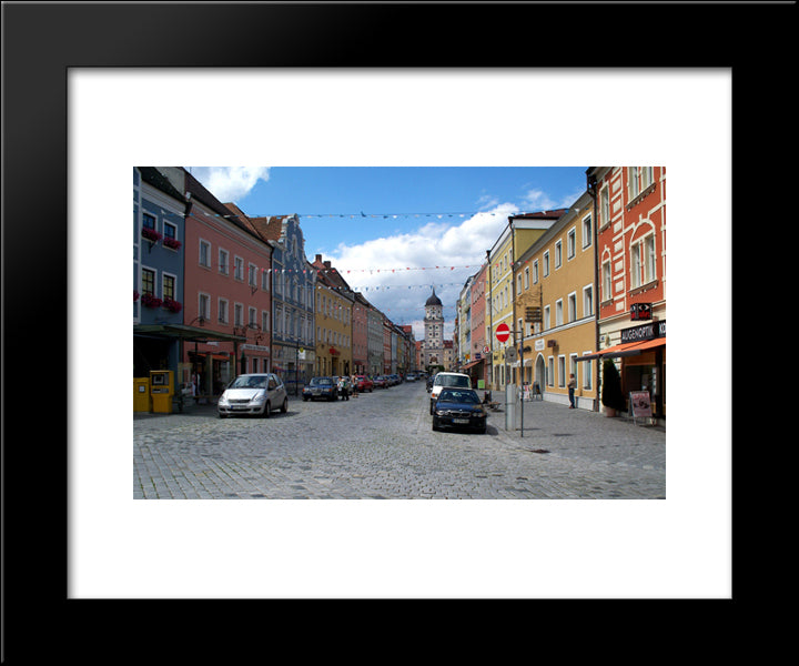 Vilshofen An Der Donau City Square 20x24 Black Modern Wood Framed Art Print Poster