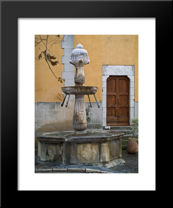 Renaissance Fountain, France 20x24 Black Modern Wood Framed Art Print Poster