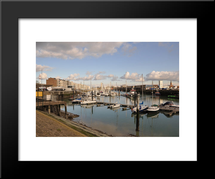 Zeebrugge Marina 20x24 Black Modern Wood Framed Art Print Poster