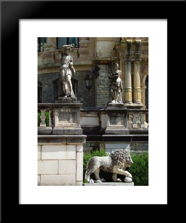 Peles Castle Gardens 20x24 Black Modern Wood Framed Art Print Poster
