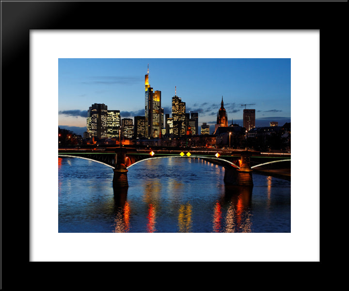 Frankfurt Skyline, Germany 20x24 Black Modern Wood Framed Art Print Poster