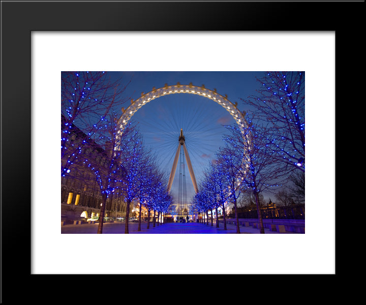 London Eye At Night 20x24 Black Modern Wood Framed Art Print Poster