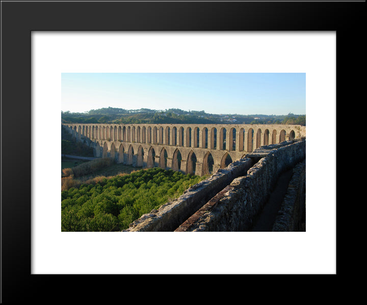 Aqueduct Of Pegoes, Portugal 20x24 Black Modern Wood Framed Art Print Poster