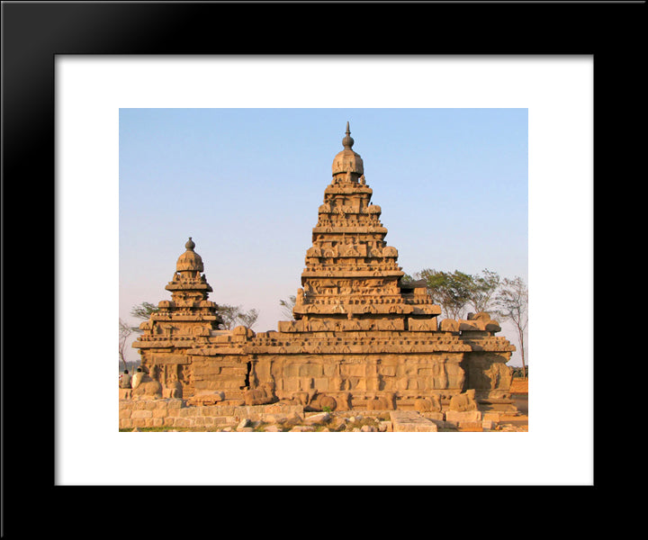 Shore Temple, India 20x24 Black Modern Wood Framed Art Print Poster