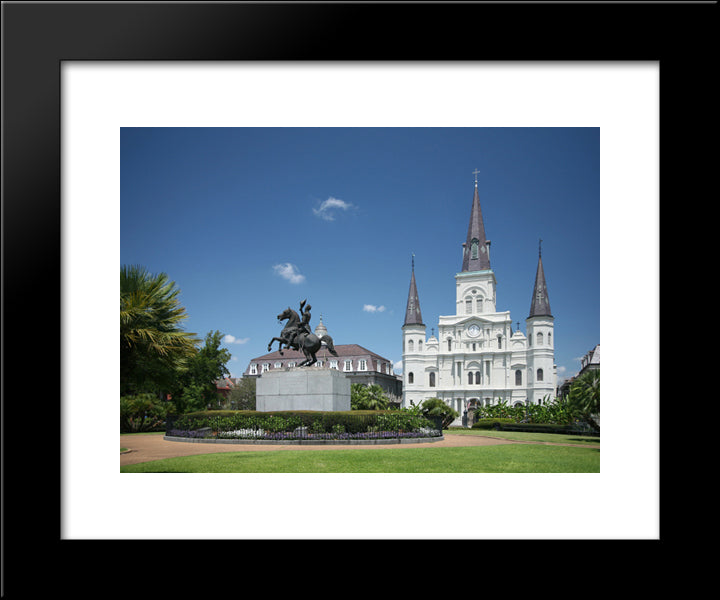 Jackson Square In New Orleans 20x24 Black Modern Wood Framed Art Print Poster