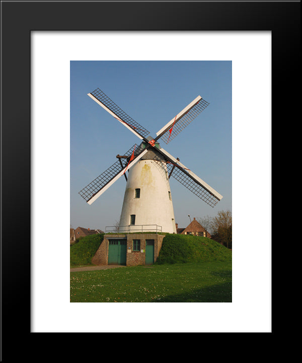 Belgium Windmill 20x24 Black Modern Wood Framed Art Print Poster