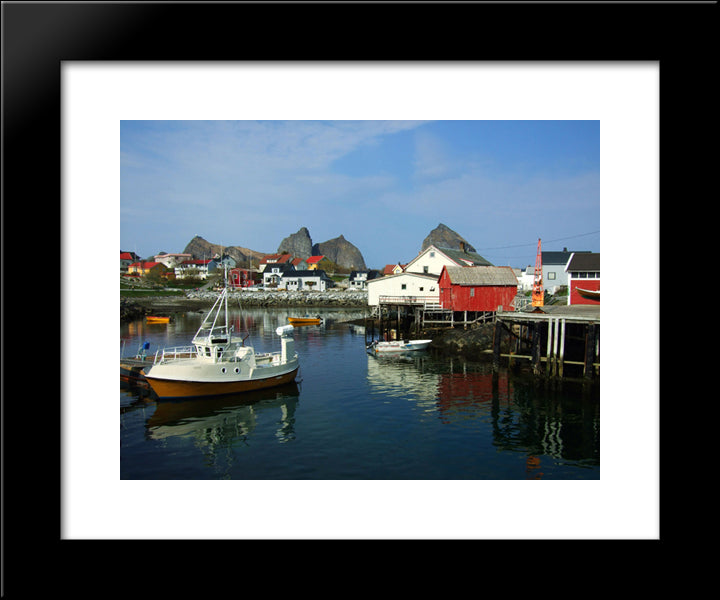 Norway Harbour 20x24 Black Modern Wood Framed Art Print Poster