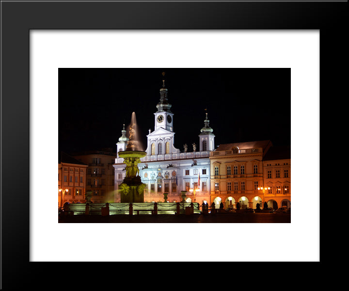 Samson'S Fountain, Czech Republic 20x24 Black Modern Wood Framed Art Print Poster