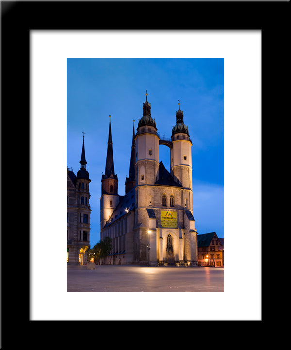 Churches In Halle, Germany 20x24 Black Modern Wood Framed Art Print Poster