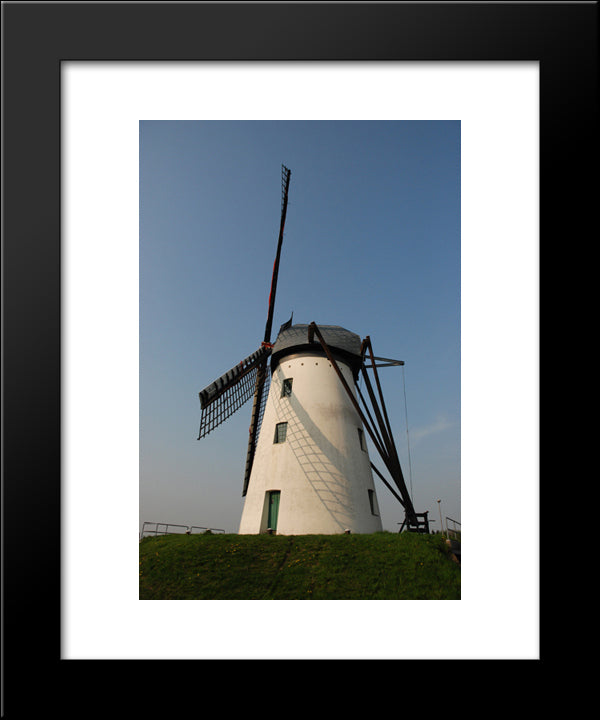 Belgium Windmill 20x24 Black Modern Wood Framed Art Print Poster