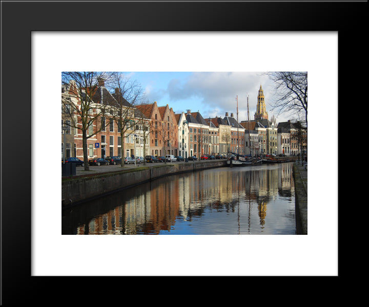 Netherlands Warehouses 20x24 Black Modern Wood Framed Art Print Poster