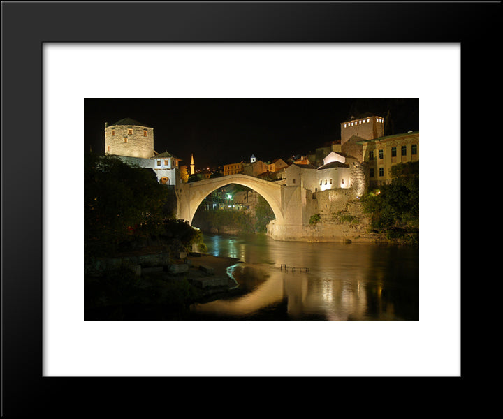 Stari Most Old Bridge 20x24 Black Modern Wood Framed Art Print Poster