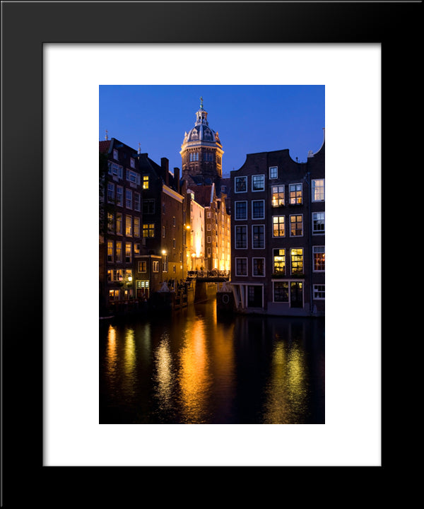 Oudezijds Kolk In Amsterdam, Netherlands 20x24 Black Modern Wood Framed Art Print Poster