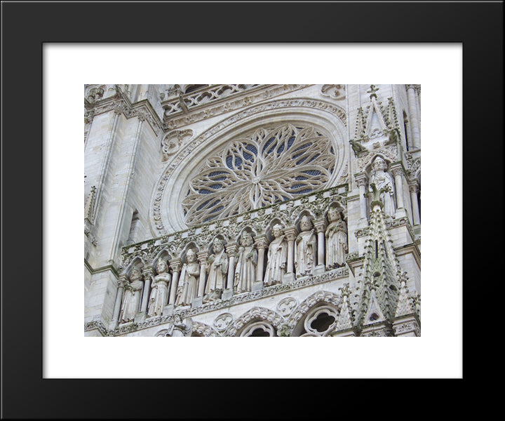 Fa?Ade Of The Cathedral Notre Dame 20x24 Black Modern Wood Framed Art Print Poster