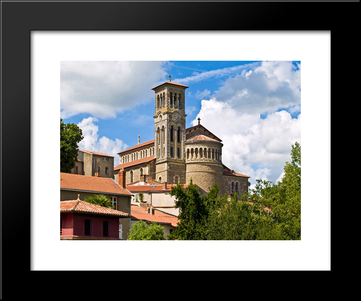 Notre Dame Church, France 20x24 Black Modern Wood Framed Art Print Poster