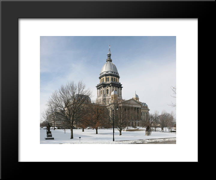 Illinois State Capitol Building 20x24 Black Modern Wood Framed Art Print Poster