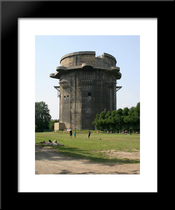 Flakturm At The Augarten In Vienna 20x24 Black Modern Wood Framed Art Print Poster