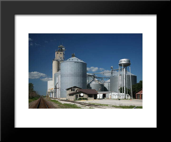 Grain Elevators In Royal, Illinois 20x24 Black Modern Wood Framed Art Print Poster