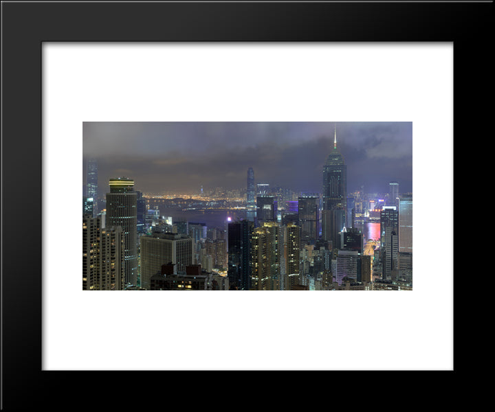 Wan Chai, Hong Kong Cityscape 20x24 Black Modern Wood Framed Art Print Poster
