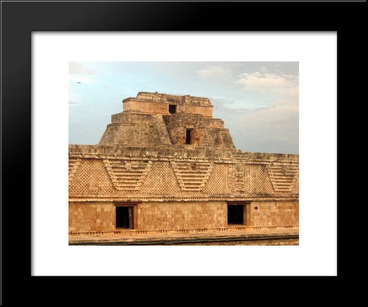 Ancient Buildings In Uxmal, Mexico 20x24 Black Modern Wood Framed Art Print Poster