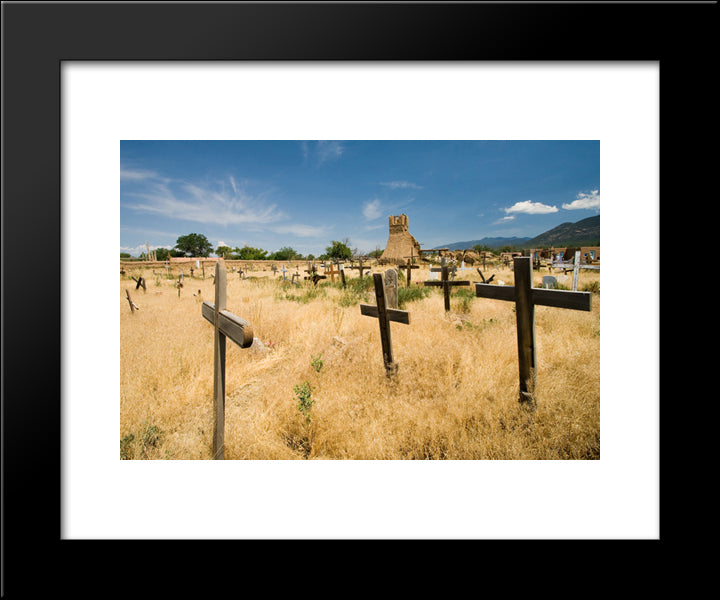 Taos Pueblo Cemetery, New Mexico 20x24 Black Modern Wood Framed Art Print Poster