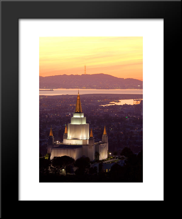 Latter Day Saints Temple, Oakland 20x24 Black Modern Wood Framed Art Print Poster