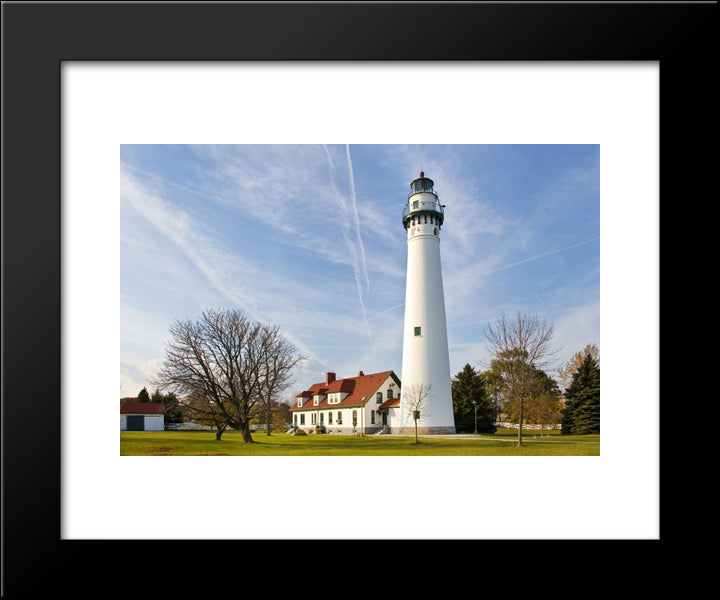 Wind Point Lighthouse, Wisconsin 20x24 Black Modern Wood Framed Art Print Poster