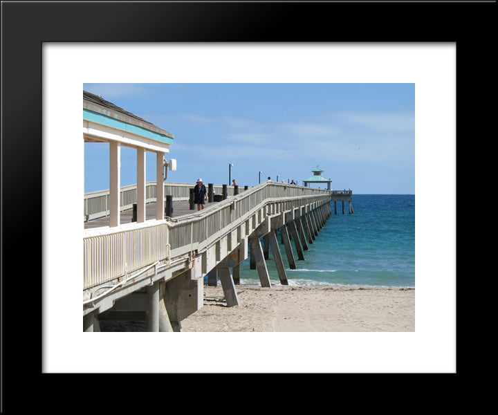 Deerfield Beach Pier, Florida 20x24 Black Modern Wood Framed Art Print Poster
