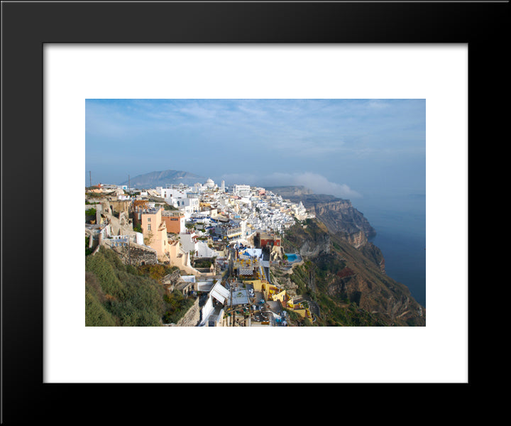 Fira At Santorini Island, Greece 20x24 Black Modern Wood Framed Art Print Poster