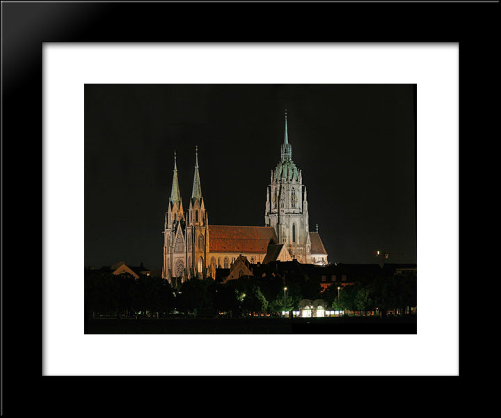 St. Paul'S In Munich 20x24 Black Modern Wood Framed Art Print Poster