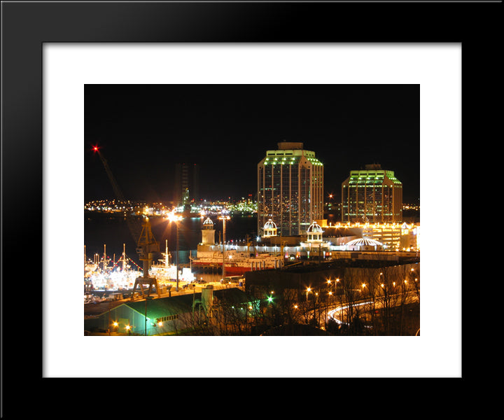 Halifax Cityscape, Nova Scotia 20x24 Black Modern Wood Framed Art Print Poster