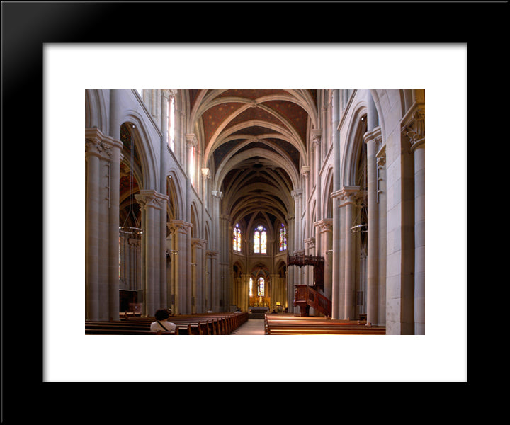 Natre Dame Interior, Switzerland 20x24 Black Modern Wood Framed Art Print Poster