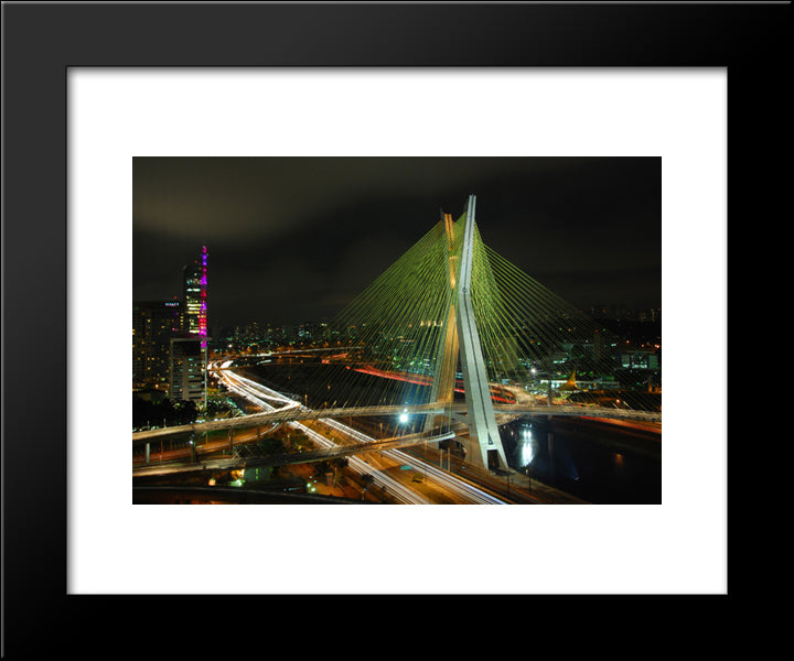 Octavio Frias De Olveira Bridge, Brazil 20x24 Black Modern Wood Framed Art Print Poster