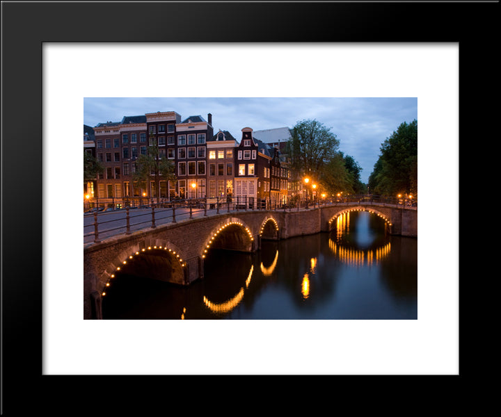 Keizersgracht Bridge, Netherlands 20x24 Black Modern Wood Framed Art Print Poster