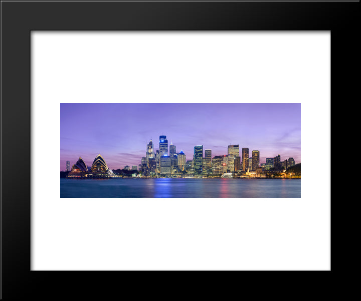 Sydney Skyline Cityscape, Australia 20x24 Black Modern Wood Framed Art Print Poster