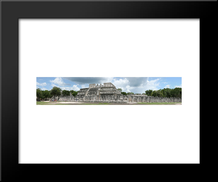 Temple Of Warriors In Chichen Itza, Mexico 20x24 Black Modern Wood Framed Art Print Poster