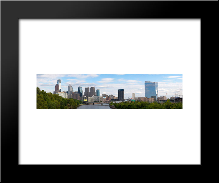 Philadelphia Cityscape, Pennsylvania 20x24 Black Modern Wood Framed Art Print Poster