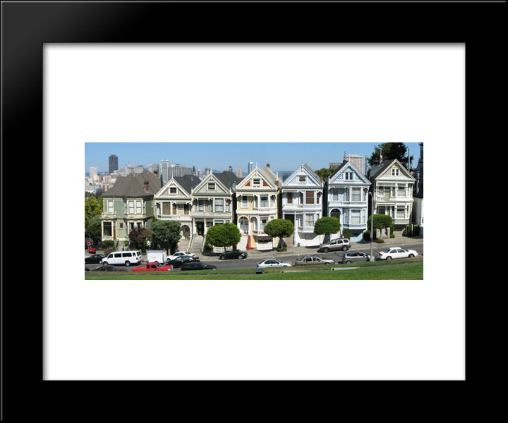 San Francisco Alamo Square Painted Ladies 20x24 Black Modern Wood Framed Art Print Poster