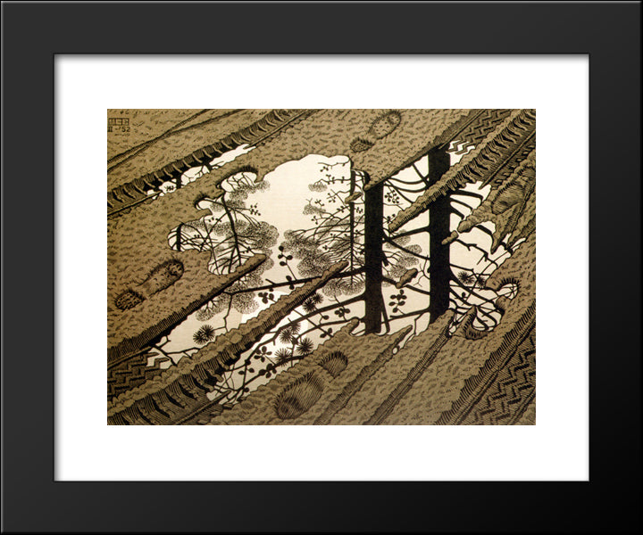 Puddle 20x24 Black Modern Wood Framed Art Print Poster by Escher, M.C.