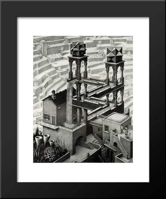The Waterfall 20x24 Black Modern Wood Framed Art Print Poster by Escher, M.C.