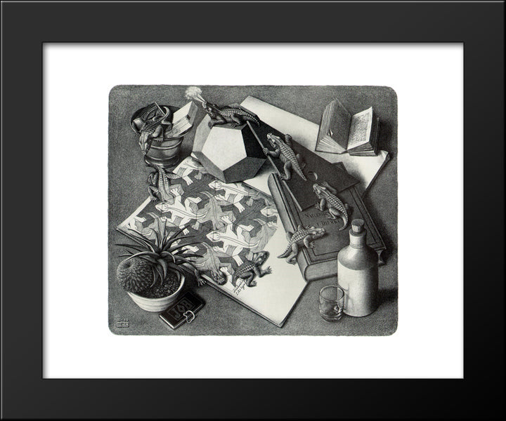 Reptiles 20x24 Black Modern Wood Framed Art Print Poster by Escher, M.C.