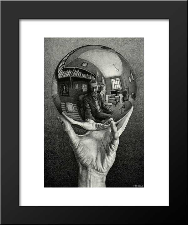 Self Portrait 20x24 Black Modern Wood Framed Art Print Poster by Escher, M.C.